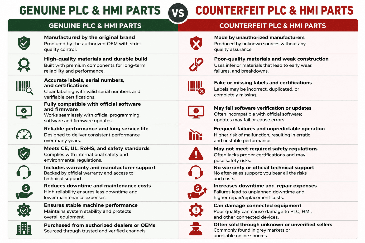 Ensuring Operational Integrity: How to Identify Genuine PLC and HMI Parts